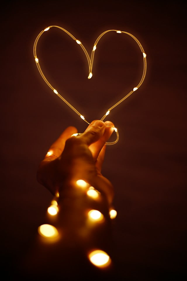 Heart-shaped string lights