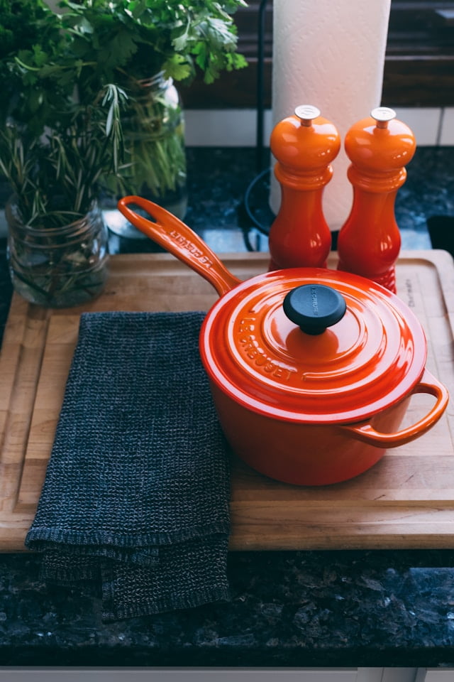 retro kitchen accessories orange dutch oven