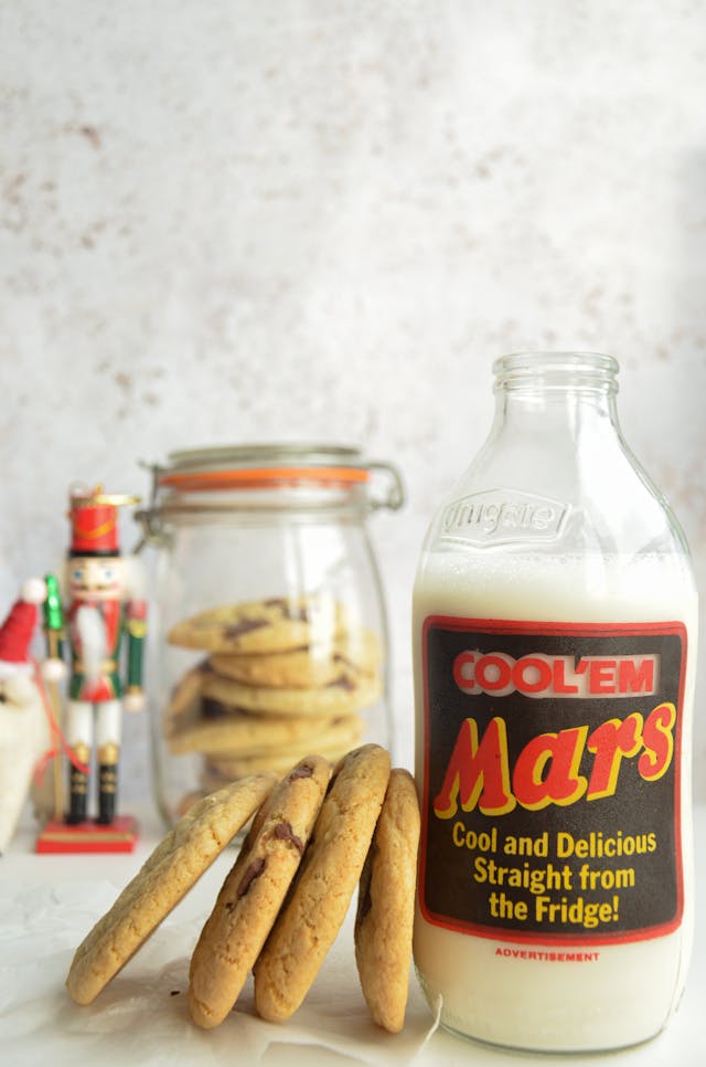 retro kitchen accessories vintage milk bottle with cookies