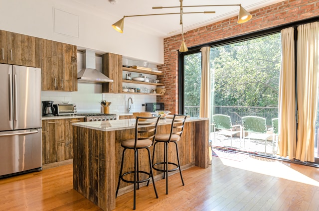 oak and modern kitchen island