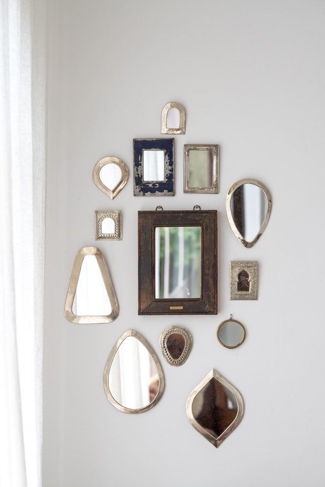 collection of various shaped mirrors