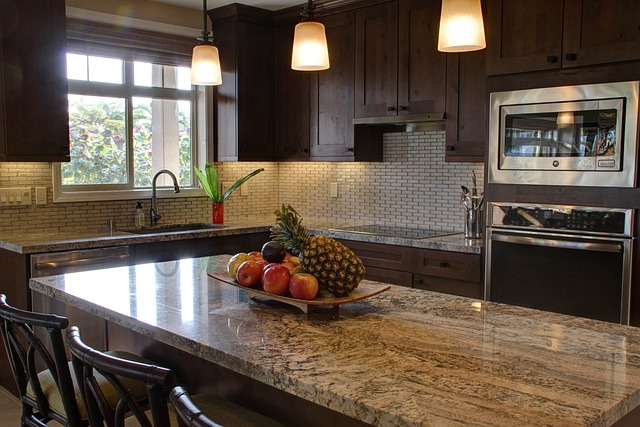 dark oak cabinets in modern kitchen