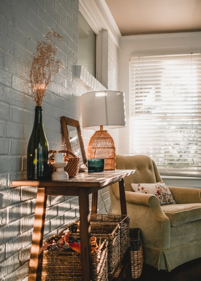 cozy bedroom chair with side table