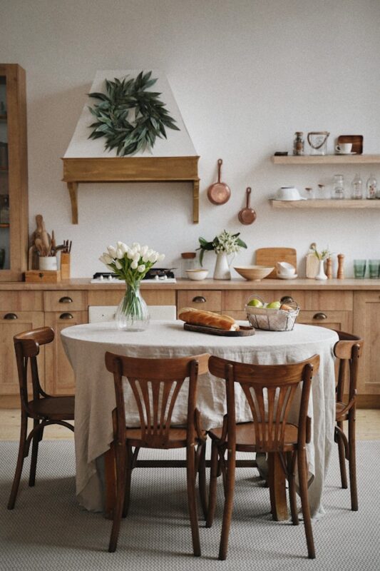 farmhouse style kitchen and dining room