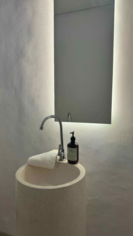 vertical thin rectangle bathroom mirror backlit LED lights 